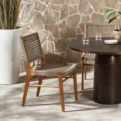 Delmar Outdoor Dining Chair by Four Hands. Made from solid fsc®-certified teak, 100% polypropylene in a cottage & farmhouse style.