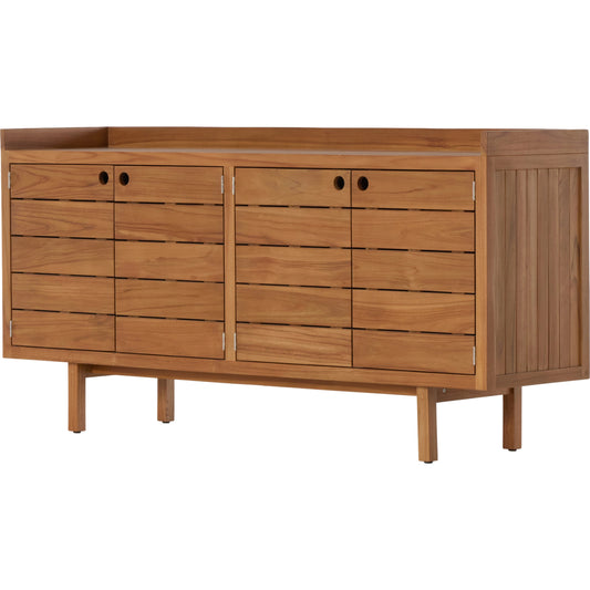 Lula Outdoor Sideboard by Four Hands. Made from solid fsc®-certified teak in a coastal style.