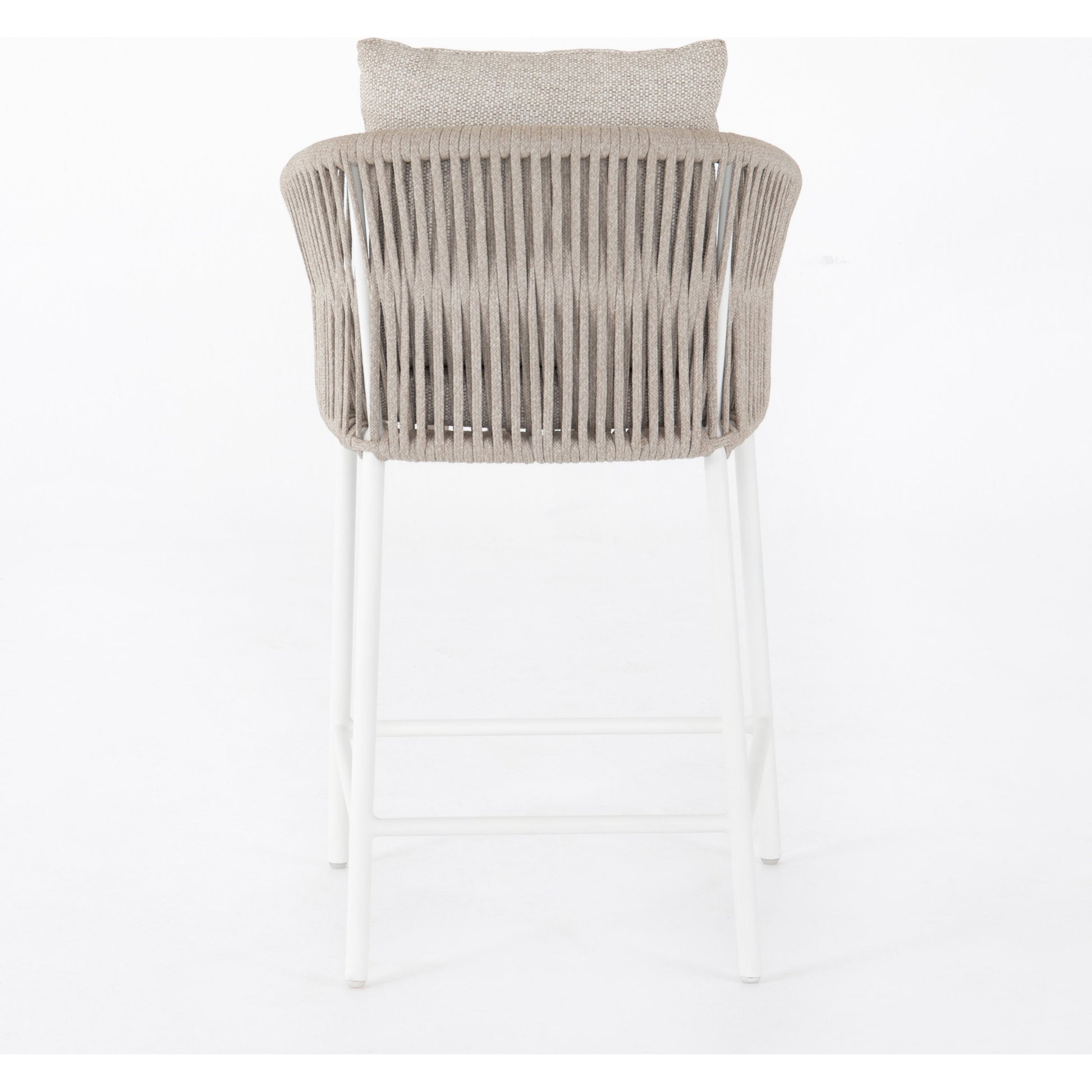 Porto Outdoor Counter Stool by Four Hands in charcoal. Made from 100% olefin, aluminum, 100% polypropylene in a modern style.