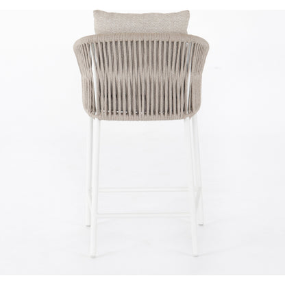 Porto Outdoor Counter Stool by Four Hands in charcoal. Made from 100% olefin, aluminum, 100% polypropylene in a modern style.