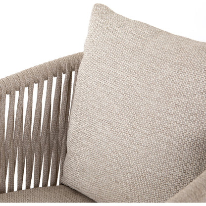 Porto Outdoor Counter Stool by Four Hands in charcoal. Made from 100% olefin, aluminum, 100% polypropylene in a modern style.