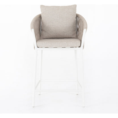 Porto Outdoor Counter Stool by Four Hands in charcoal. Made from 100% olefin, aluminum, 100% polypropylene in a modern style.