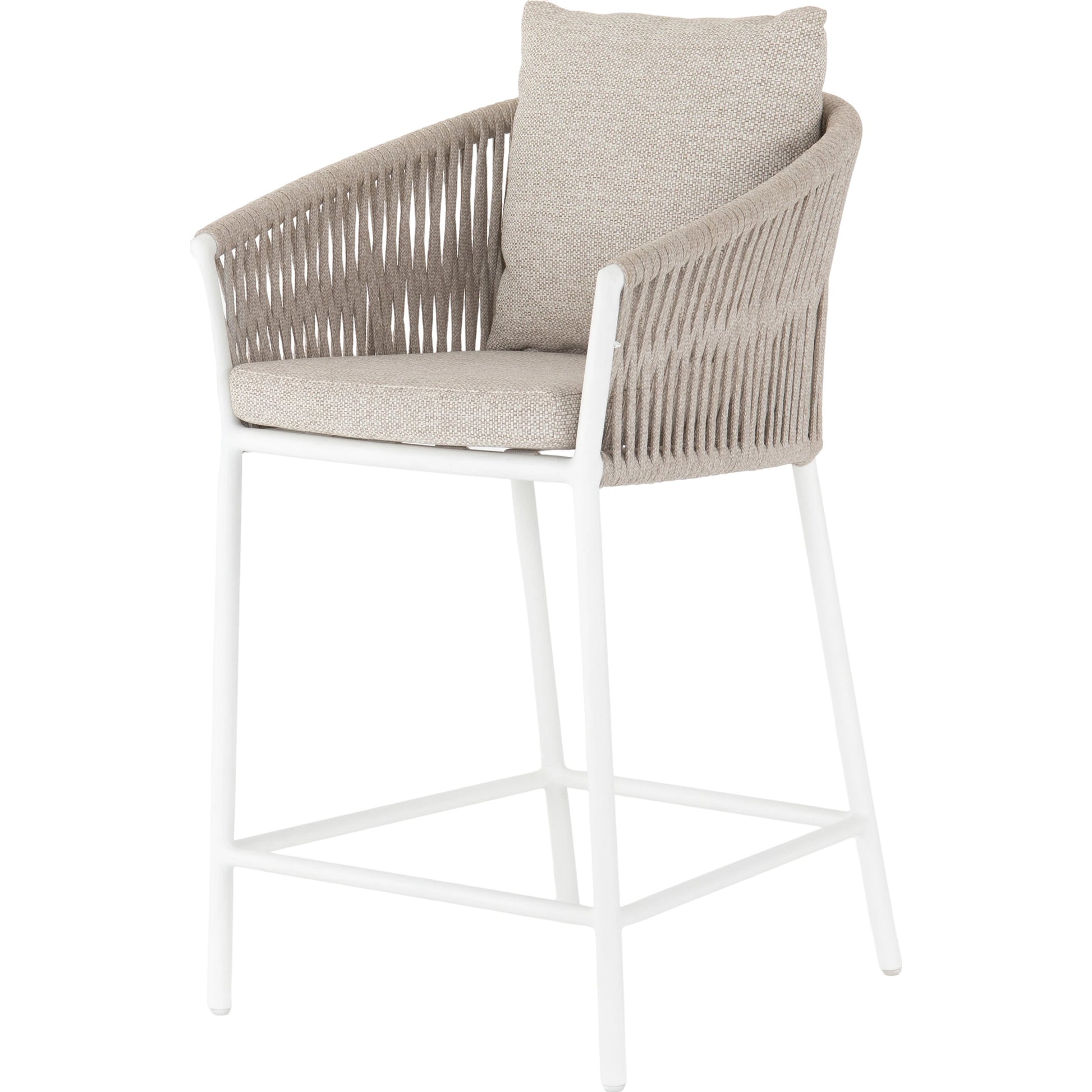 Porto Outdoor Counter Stool by Four Hands in charcoal. Made from 100% olefin, aluminum, 100% polypropylene in a modern style.