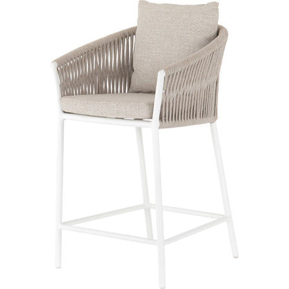 Porto Outdoor Counter Stool by Four Hands in charcoal. Made from 100% olefin, aluminum, 100% polypropylene in a modern style.