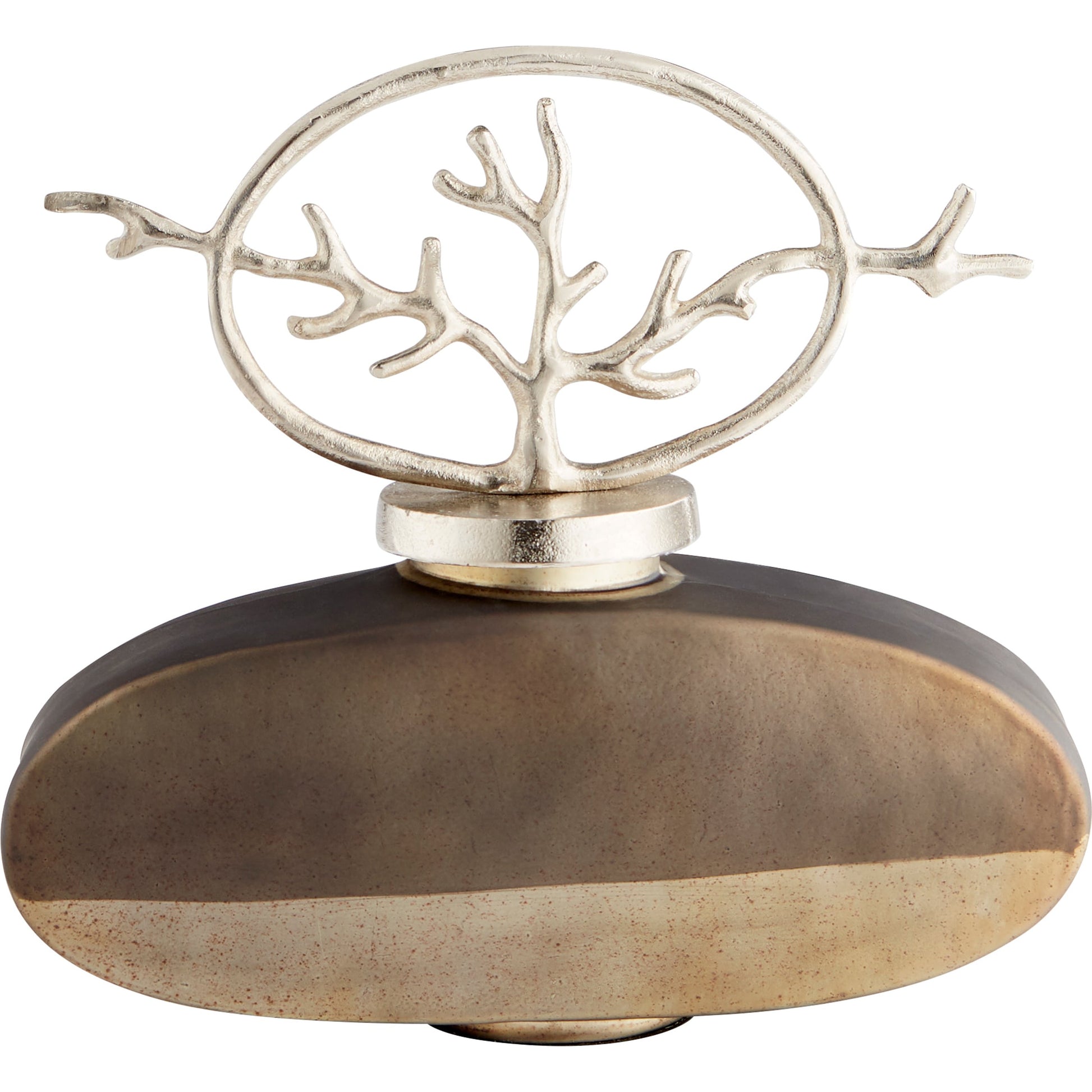 Round Viewleaf Sculpture by Cyan Design in black onyx, nickel. Made from aluminum, glass in a eclectic & global style.