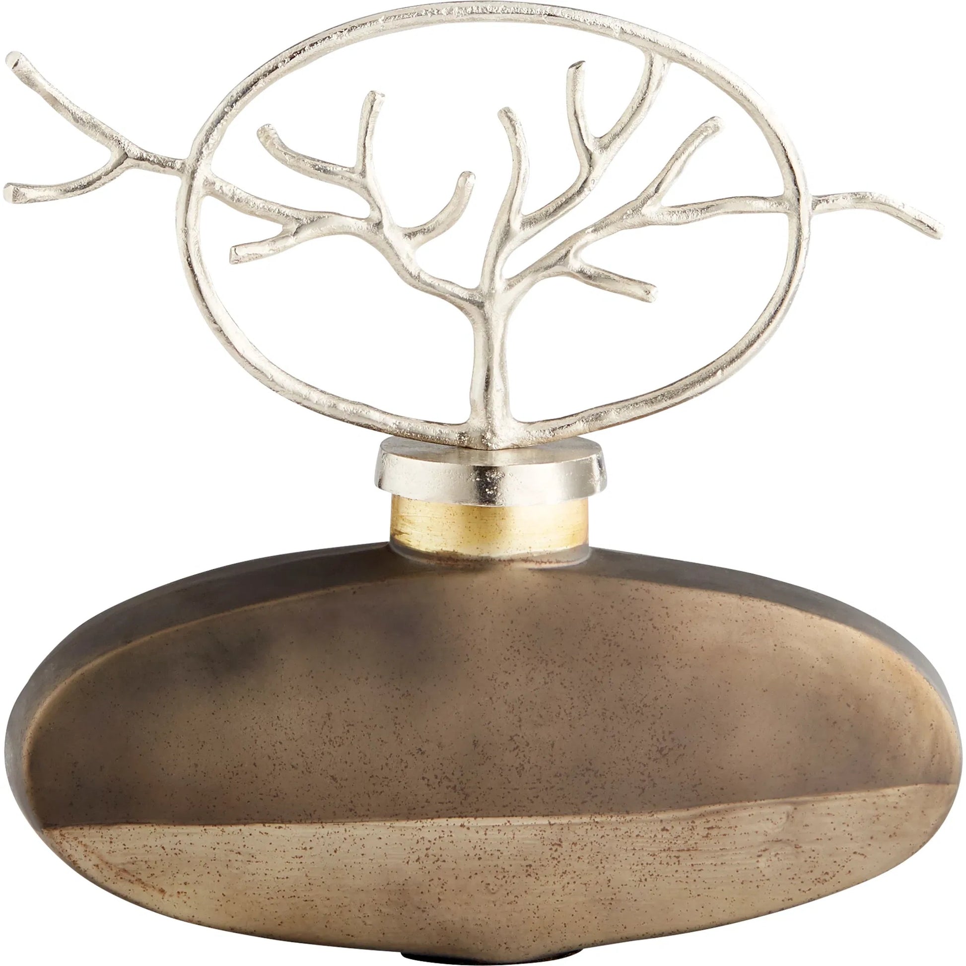 Round Viewleaf Sculpture by Cyan Design in black onyx, nickel. Made from aluminum, glass in a eclectic & global style.