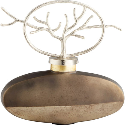 Round Viewleaf Sculpture by Cyan Design in black onyx, nickel. Made from aluminum, glass in a eclectic & global style.