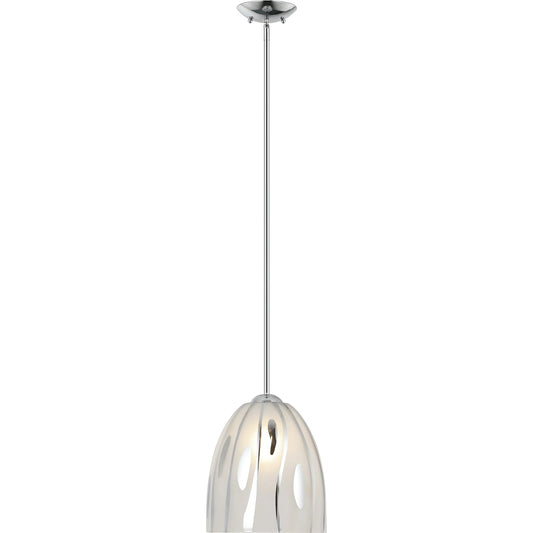 Chroman Empire 1 Light Bell Pendant by Varaluz. Made from steel, glass in a unique style.