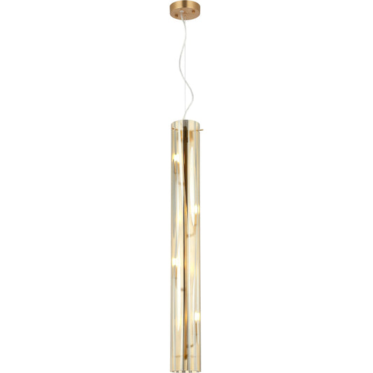 Chroman Empire 4 Light Tall Cylinder Pendant by Varaluz. Made from steel, glass in a unique style.