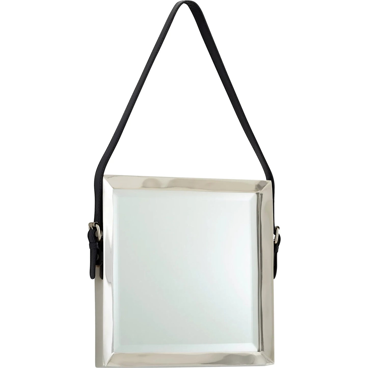 002 SR-778500 | Primary Silo | Square Venster Mirror by Cyan Design in nickel. Made from iron, mirrored glass, leather in a modern style.