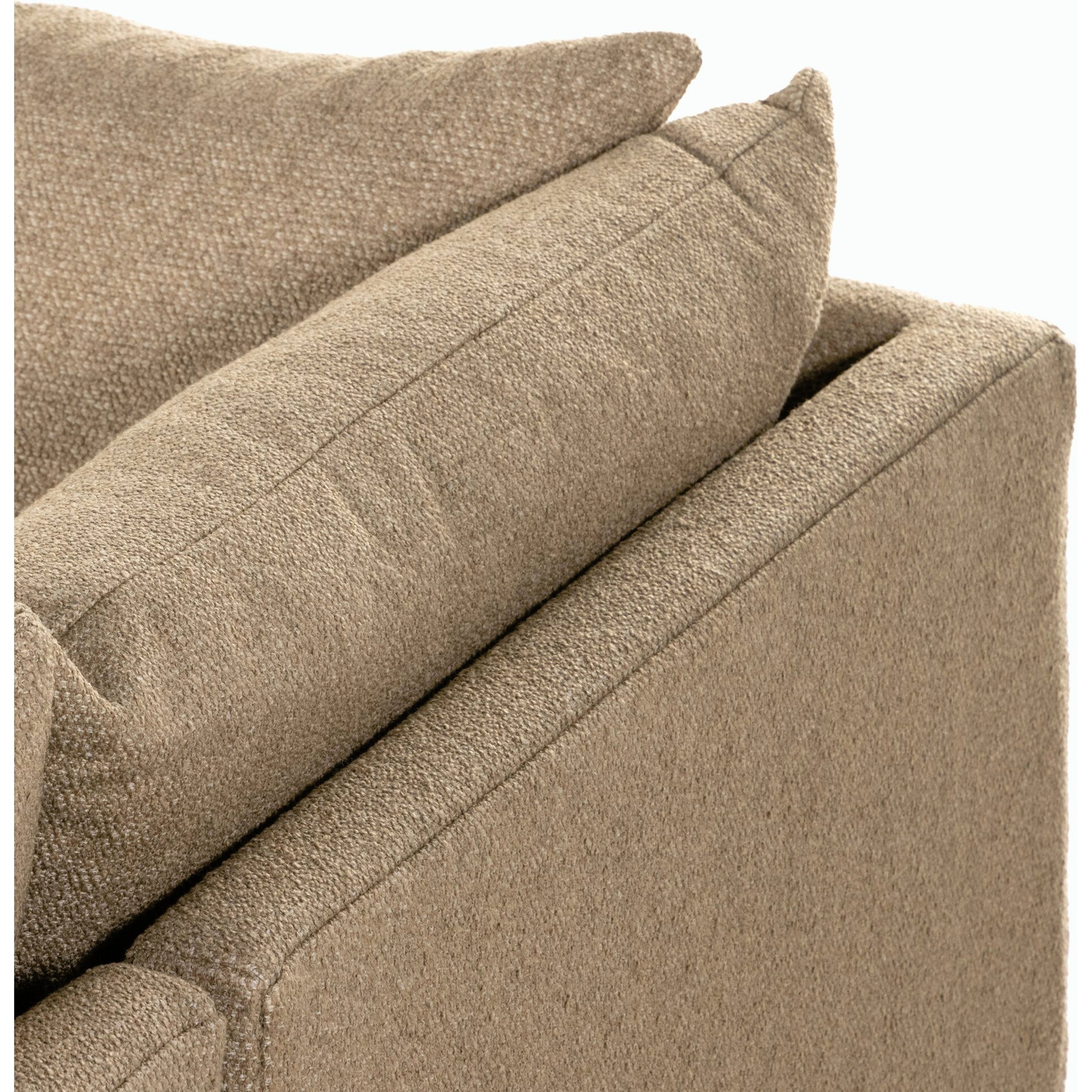 Grant 5-PC Sectional by Four Hands in ashby oatmeal and espresso. Made from 72% polyester, 18% pre-combed cotton, 10% cotton, solid banak, solid pine in a modern style.