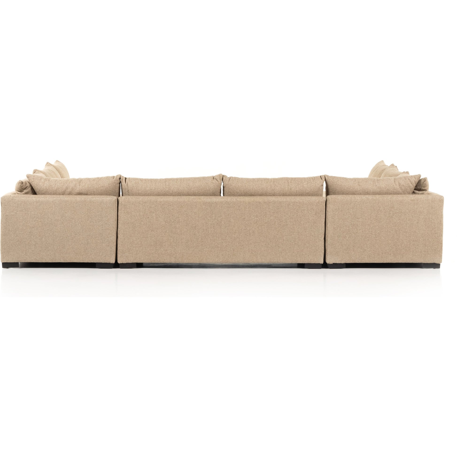 Grant 5-PC Sectional by Four Hands in ashby oatmeal and espresso. Made from 72% polyester, 18% pre-combed cotton, 10% cotton, solid banak, solid pine in a modern style.