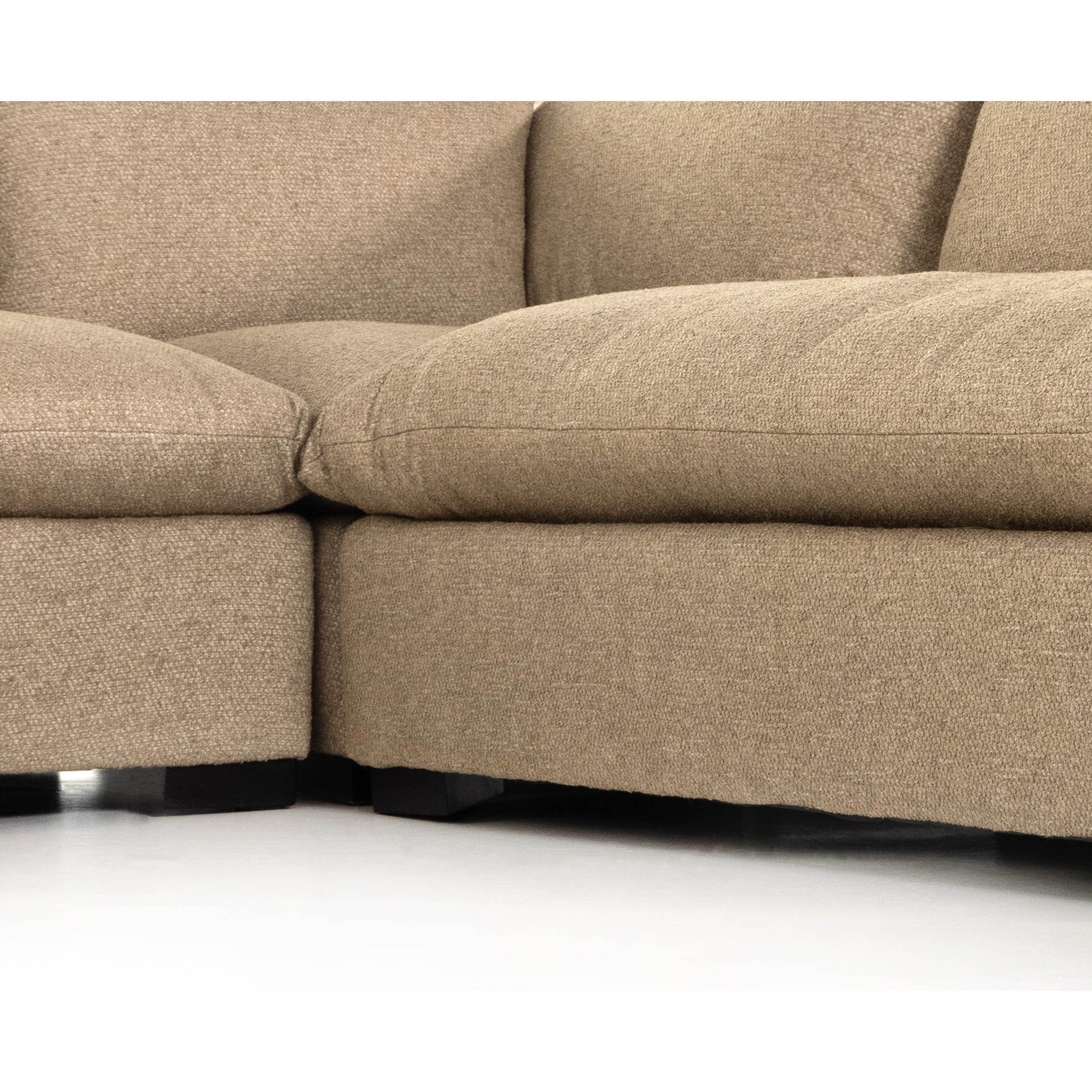 Grant 5-PC Sectional by Four Hands in ashby oatmeal and espresso. Made from 72% polyester, 18% pre-combed cotton, 10% cotton, solid banak, solid pine in a modern style.