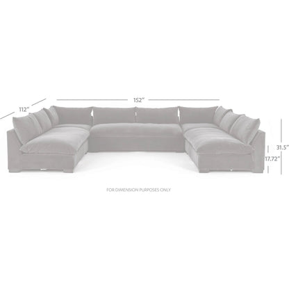 Grant 5-PC Sectional by Four Hands in ashby oatmeal and espresso. Made from 72% polyester, 18% pre-combed cotton, 10% cotton, solid banak, solid pine in a modern style.