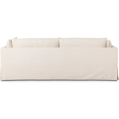 Habitat Sofa by Four Hands in crypton nomad snow, brushed ebony. Made from 92% polyester, 8% flax, linen, solid parawood in a unique style.
