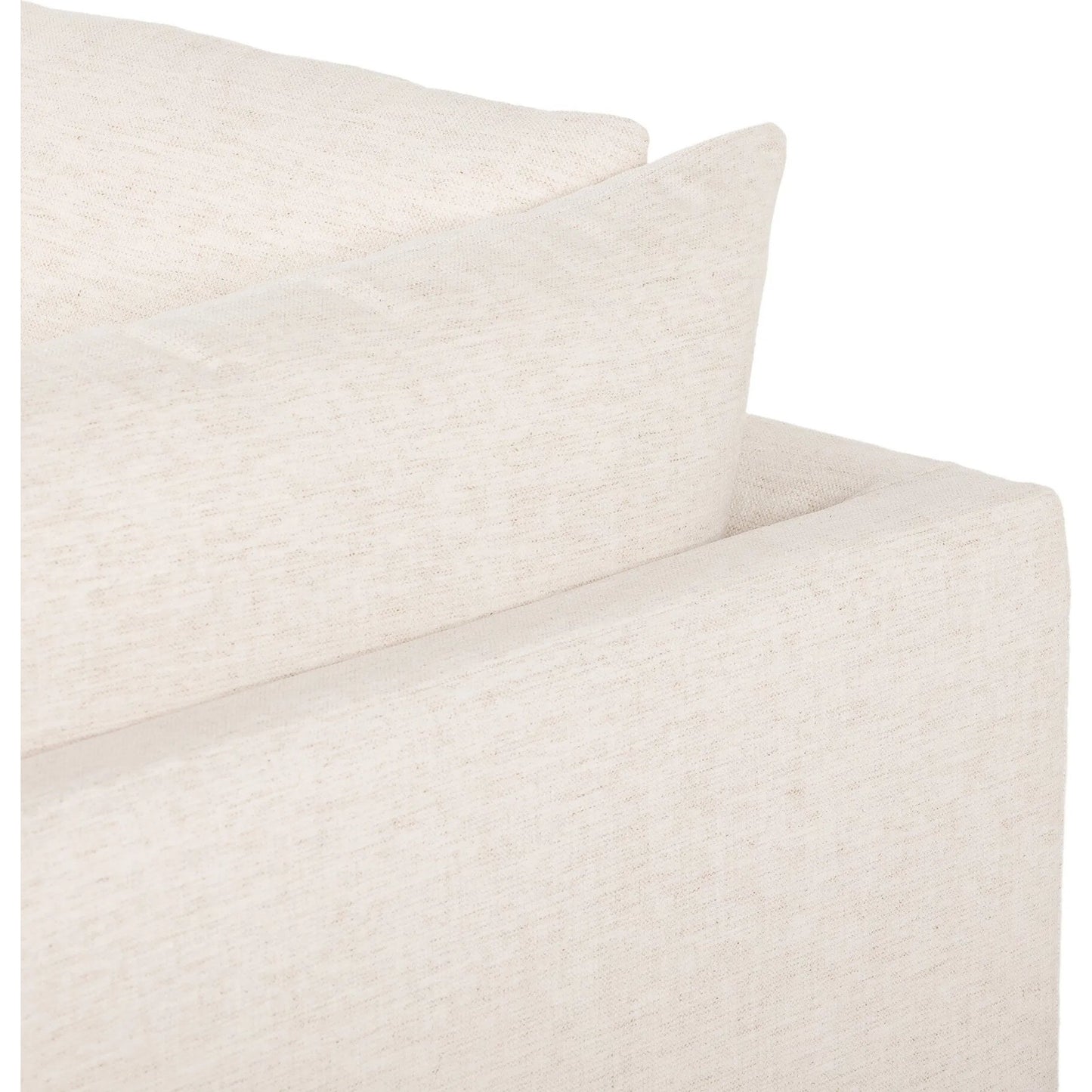 004 SI-2635226 | Closeup | Habitat Sofa by Four Hands in crypton nomad snow, brushed ebony. Made from 92% polyester, 8% flax, linen, solid parawood in a unique style.
