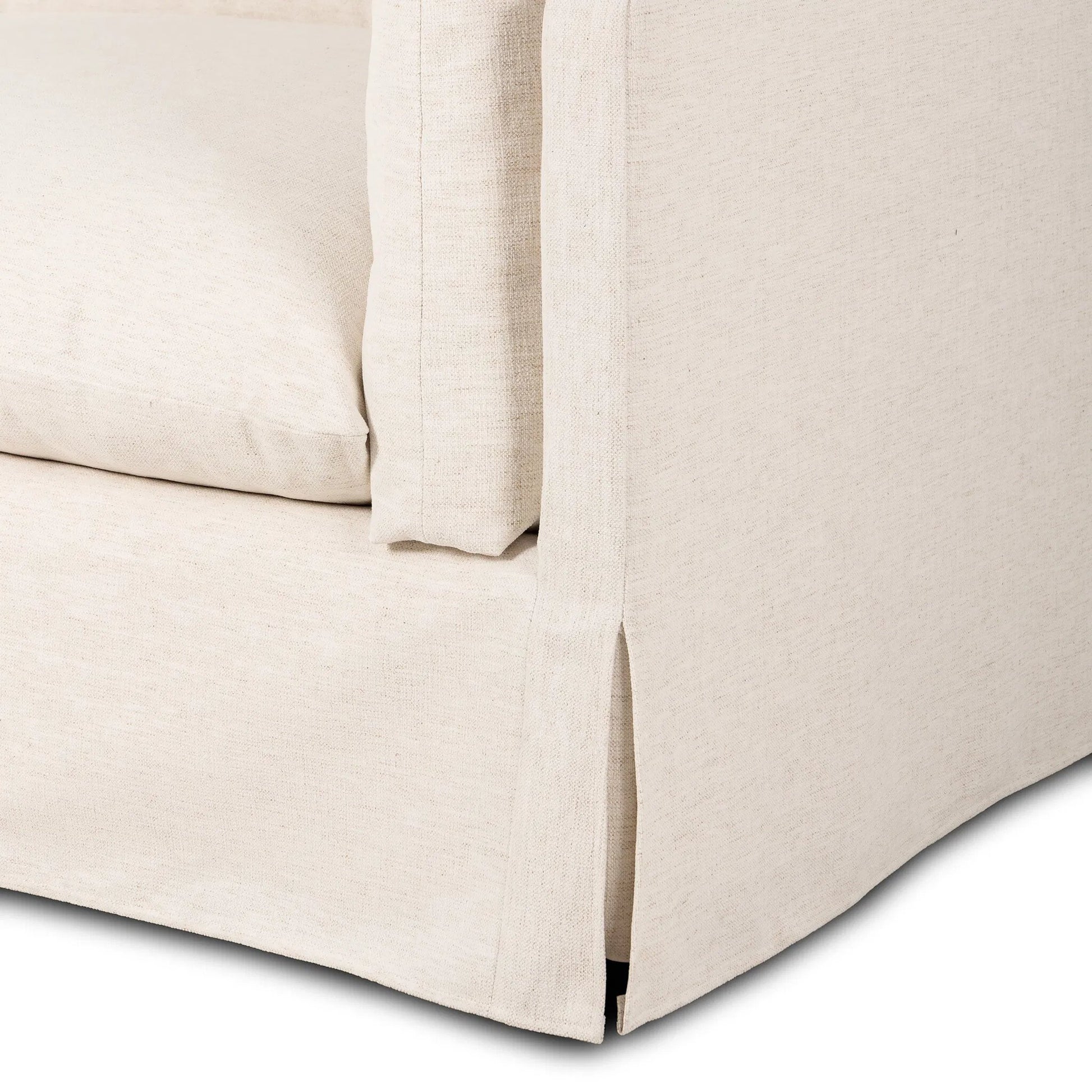 Habitat Sofa by Four Hands in crypton nomad snow, brushed ebony. Made from 92% polyester, 8% flax, linen, solid parawood in a unique style.