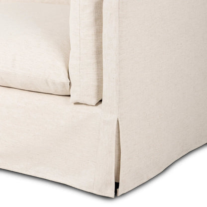 Habitat Sofa by Four Hands in crypton nomad snow, brushed ebony. Made from 92% polyester, 8% flax, linen, solid parawood in a unique style.