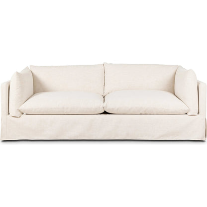 Habitat Sofa by Four Hands in crypton nomad snow, brushed ebony. Made from 92% polyester, 8% flax, linen, solid parawood in a unique style.