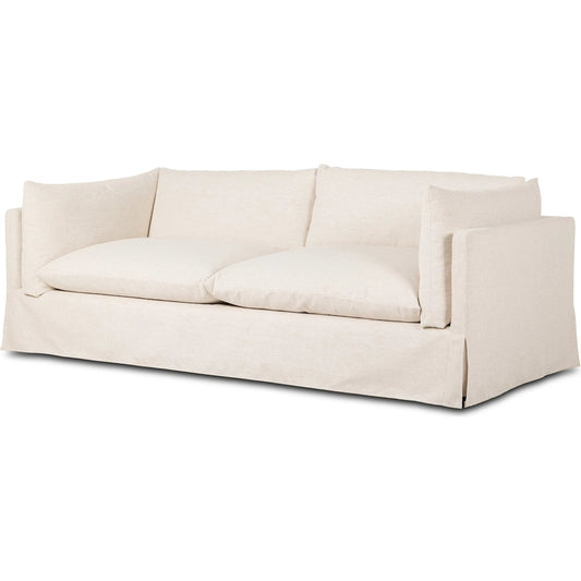 Habitat Sofa by Four Hands in crypton nomad snow, brushed ebony. Made from 92% polyester, 8% flax, linen, solid parawood in a unique style.