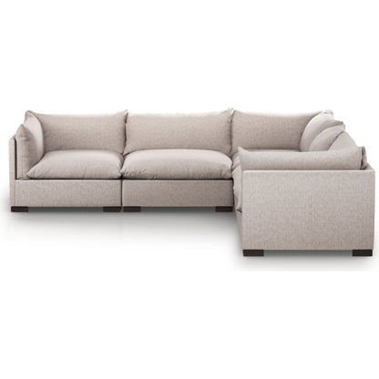 Westwood 5-Piece Sectional by Four Hands. Made from 100% polyester, solid banak, solid pine in a modern style.