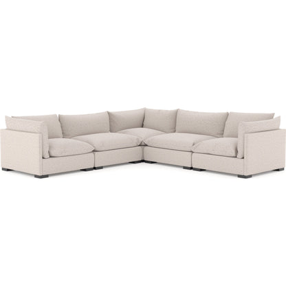 Westwood 5-Piece Sectional by Four Hands. Made from 100% polyester, solid banak, solid pine in a modern style.