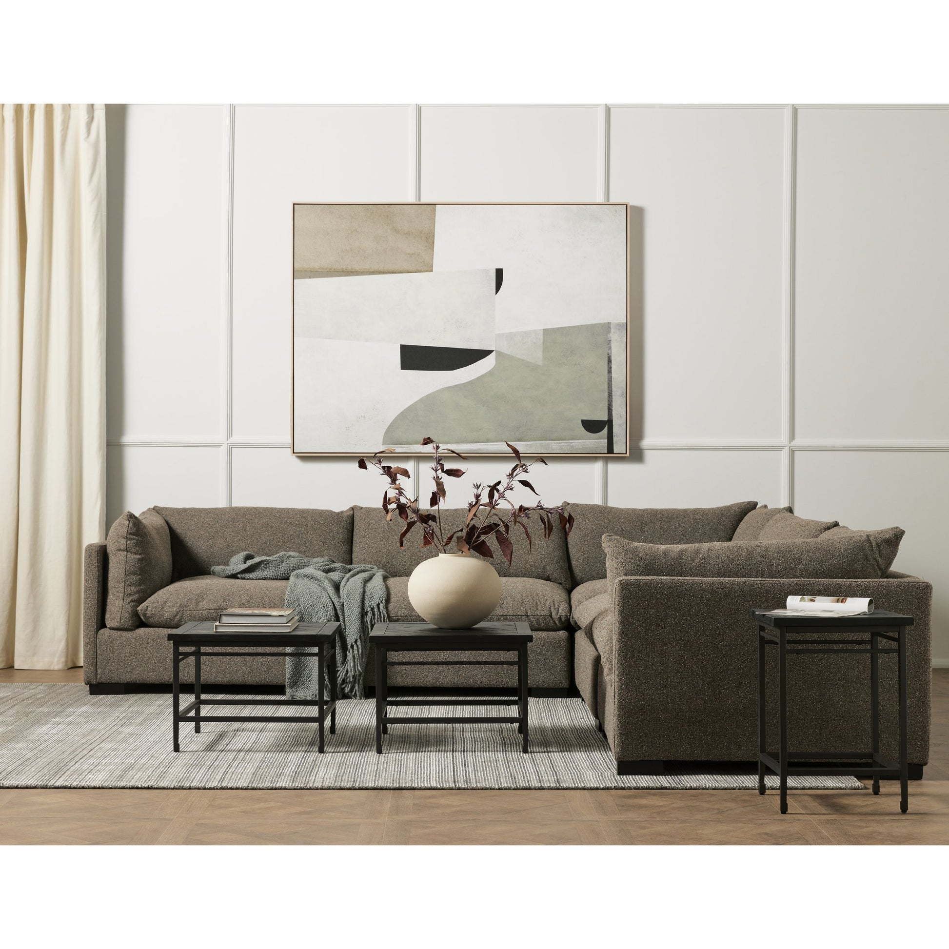 Westwood 5-Piece Sectional by Four Hands. Made from 100% polyester, solid banak, solid pine in a modern style.