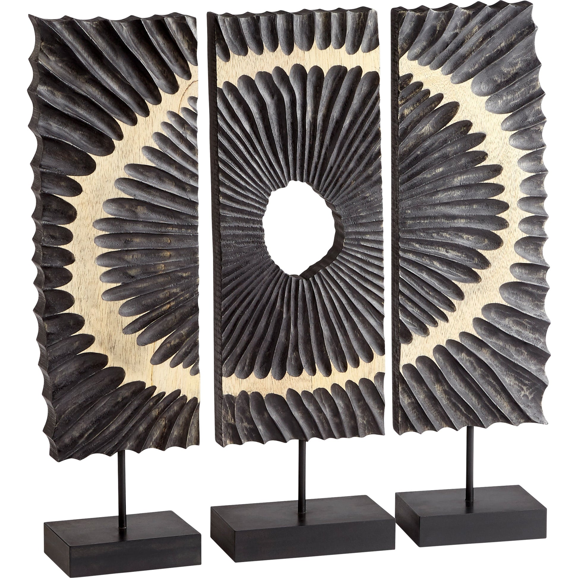 Ruffle Sculpture by Cyan Design in black. Made from iron, wood in a eclectic & global style.
