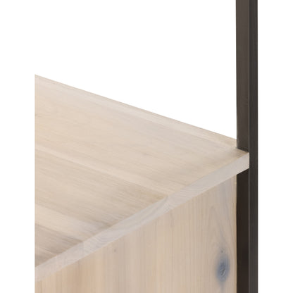 Trey Bookshelf by Four Hands. Made from iron, top grain leather, solid poplar in a modern style.