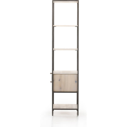 Trey Bookshelf by Four Hands. Made from iron, top grain leather, solid poplar in a modern style.