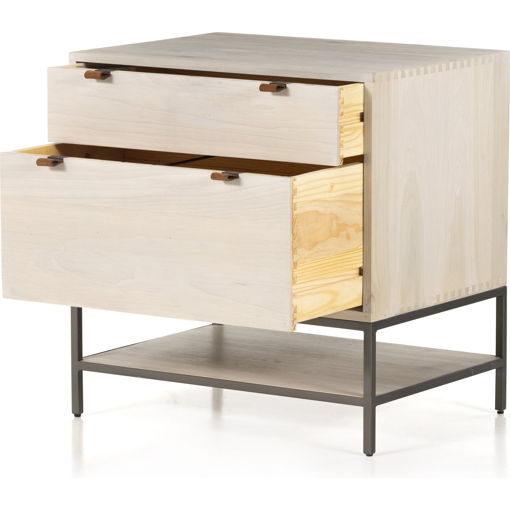 Trey Modular Filing Cabinet by Four Hands. Made from solid poplar, top grain leather, iron in a modern style.