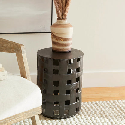 Cardin Side Table by Cyan Design in bronze. Made from aluminum in a eclectic & global style.
