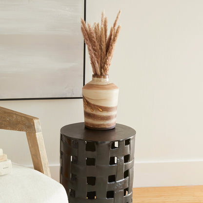 Cardin Side Table by Cyan Design in bronze. Made from aluminum in a eclectic & global style.