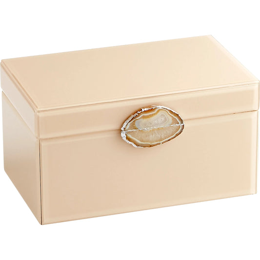 Bijou Container by Cyan Design in beige. Made from agate stone, glass, wood in a transitional style.