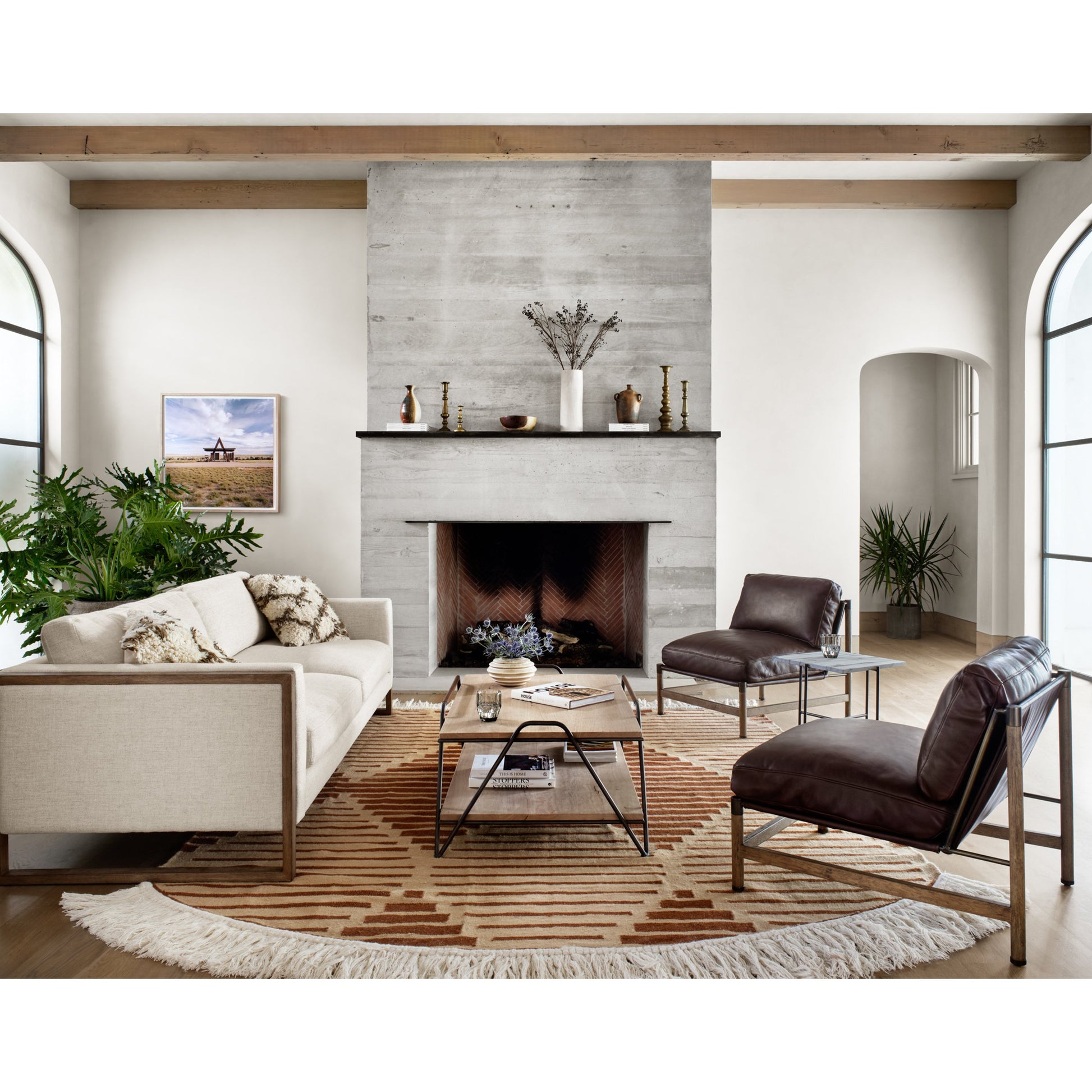 Memphis Chair by Four Hands in gable taupe and distressed natural. Made from 82% polyester, 16% acrylic, 2% wool, solid parawood in a modern style.