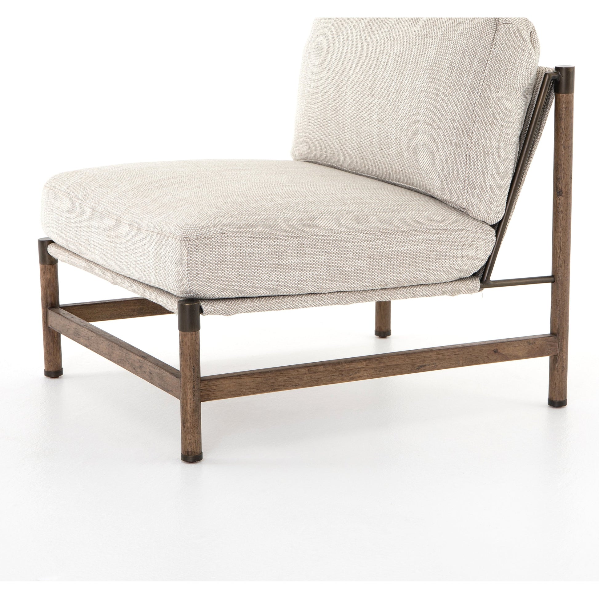 Memphis Chair by Four Hands in gable taupe and distressed natural. Made from 82% polyester, 16% acrylic, 2% wool, solid parawood in a modern style.