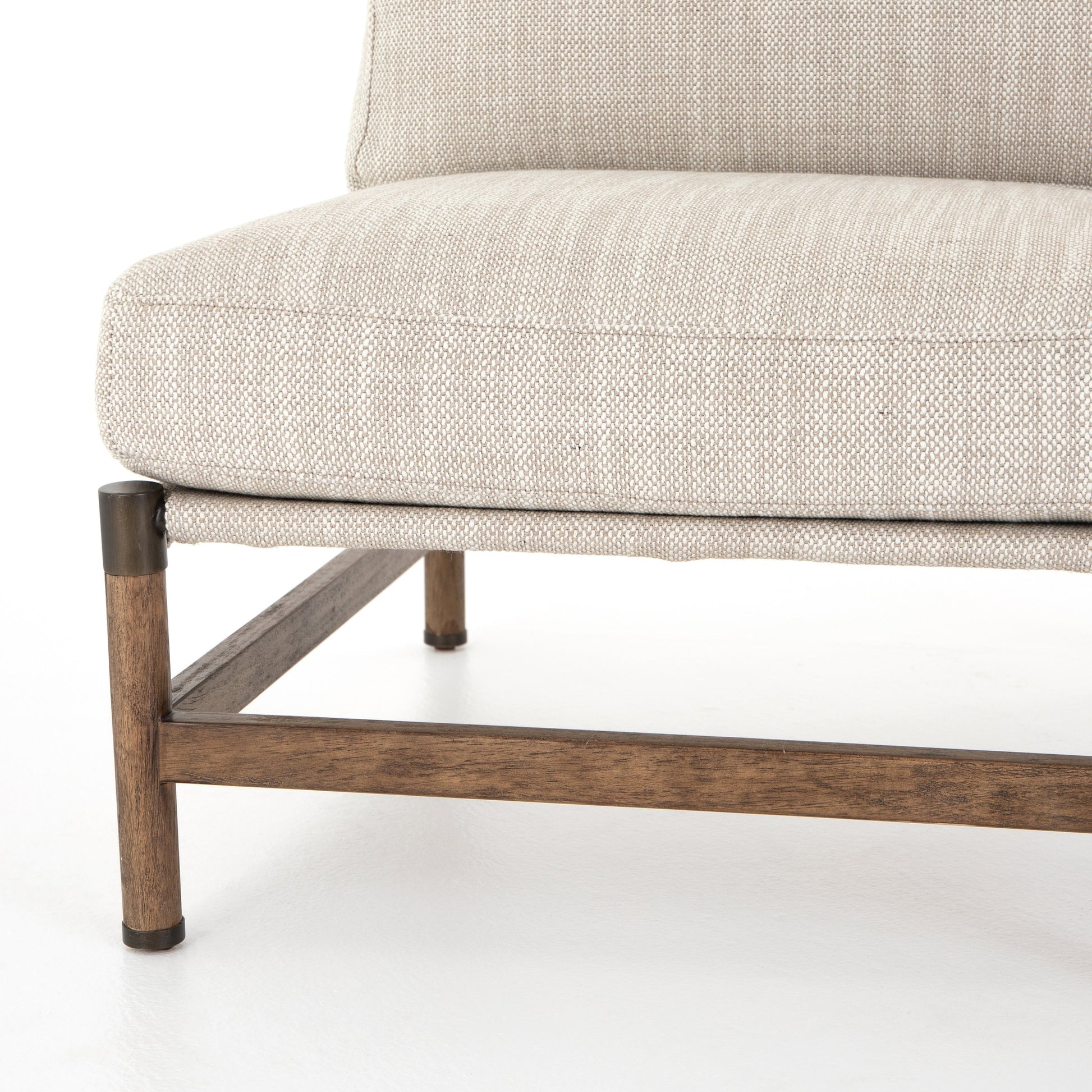 Memphis Chair by Four Hands in gable taupe and distressed natural. Made from 82% polyester, 16% acrylic, 2% wool, solid parawood in a modern style.