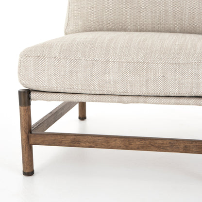 Memphis Chair by Four Hands in gable taupe and distressed natural. Made from 82% polyester, 16% acrylic, 2% wool, solid parawood in a modern style.