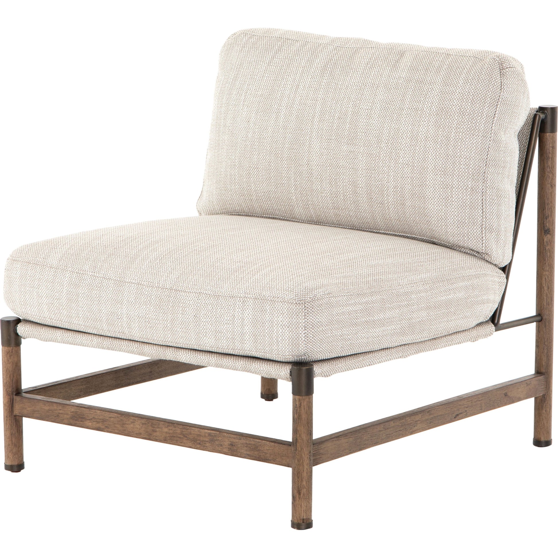 Memphis Chair by Four Hands in gable taupe and distressed natural. Made from 82% polyester, 16% acrylic, 2% wool, solid parawood in a modern style.