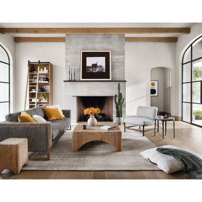 Memphis Chair by Four Hands in gable taupe and distressed natural. Made from 82% polyester, 16% acrylic, 2% wool, solid parawood in a modern style.