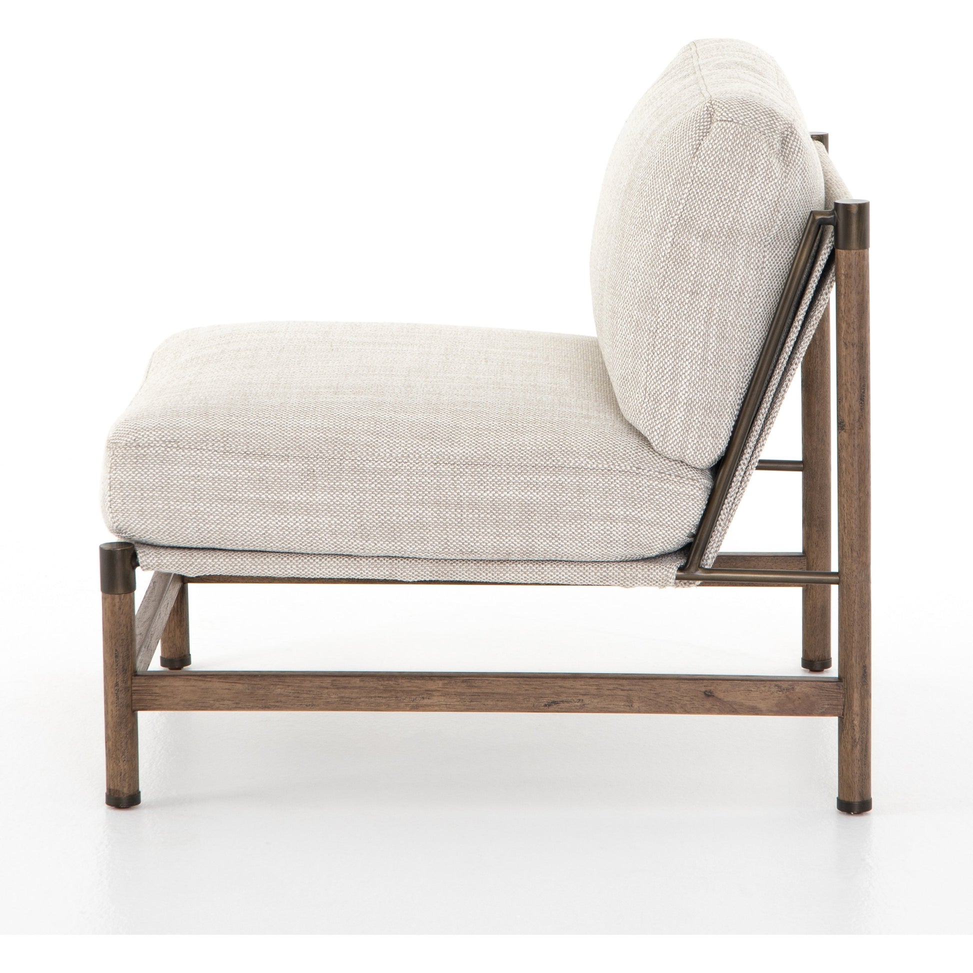 Memphis Chair by Four Hands in gable taupe and distressed natural. Made from 82% polyester, 16% acrylic, 2% wool, solid parawood in a modern style.
