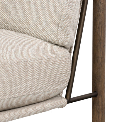Memphis Chair by Four Hands in gable taupe and distressed natural. Made from 82% polyester, 16% acrylic, 2% wool, solid parawood in a modern style.