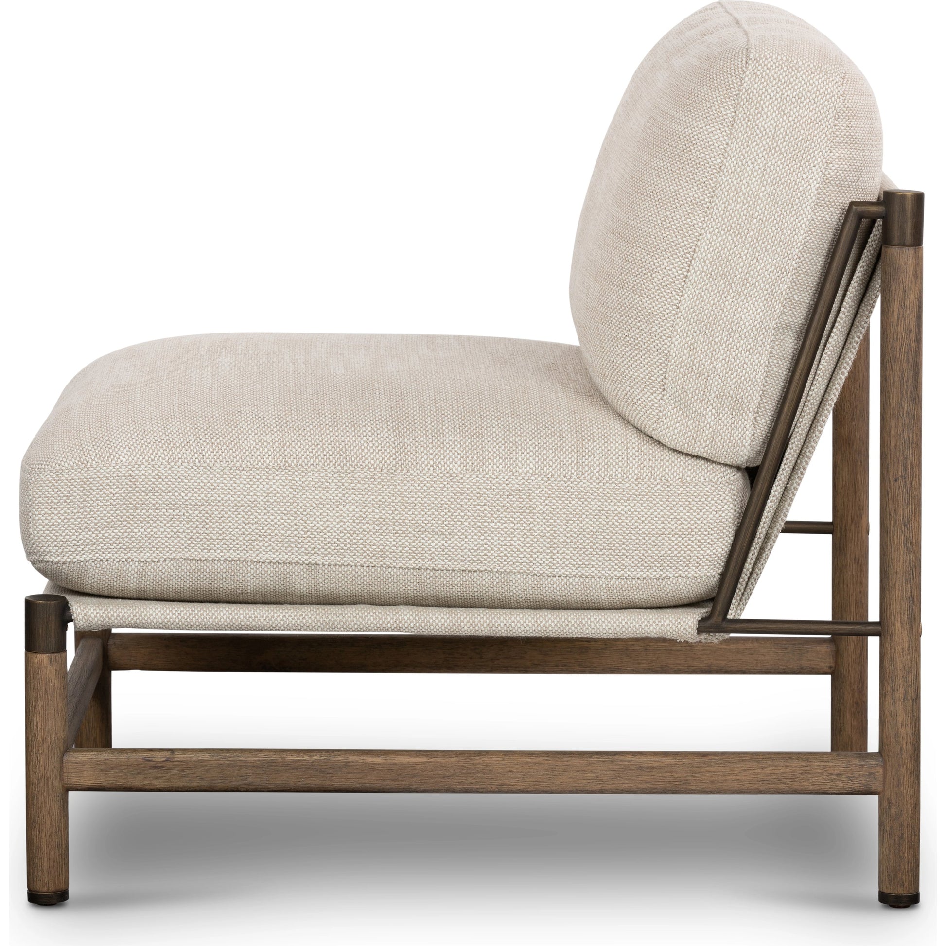 Memphis Chair by Four Hands in gable taupe and distressed natural. Made from 82% polyester, 16% acrylic, 2% wool, solid parawood in a modern style.