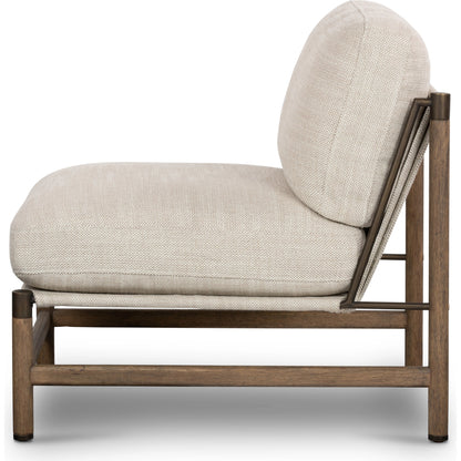 Memphis Chair by Four Hands in gable taupe and distressed natural. Made from 82% polyester, 16% acrylic, 2% wool, solid parawood in a modern style.
