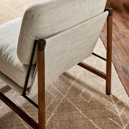 Memphis Chair by Four Hands in gable taupe and distressed natural. Made from 82% polyester, 16% acrylic, 2% wool, solid parawood in a modern style.