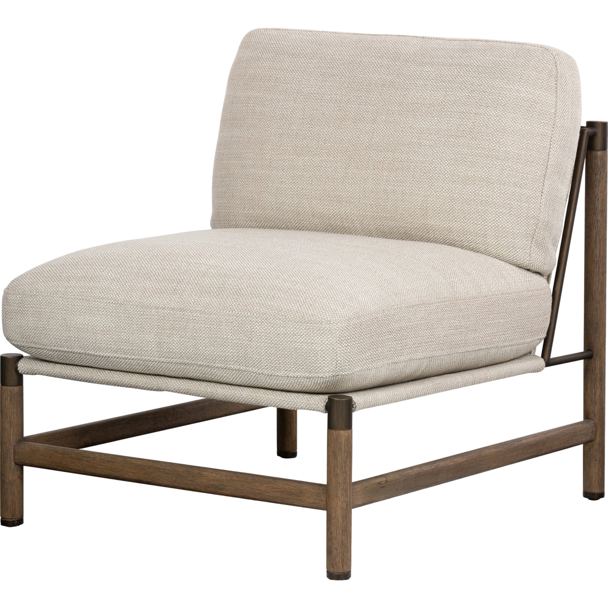 Memphis Chair by Four Hands in gable taupe and distressed natural. Made from 82% polyester, 16% acrylic, 2% wool, solid parawood in a modern style.
