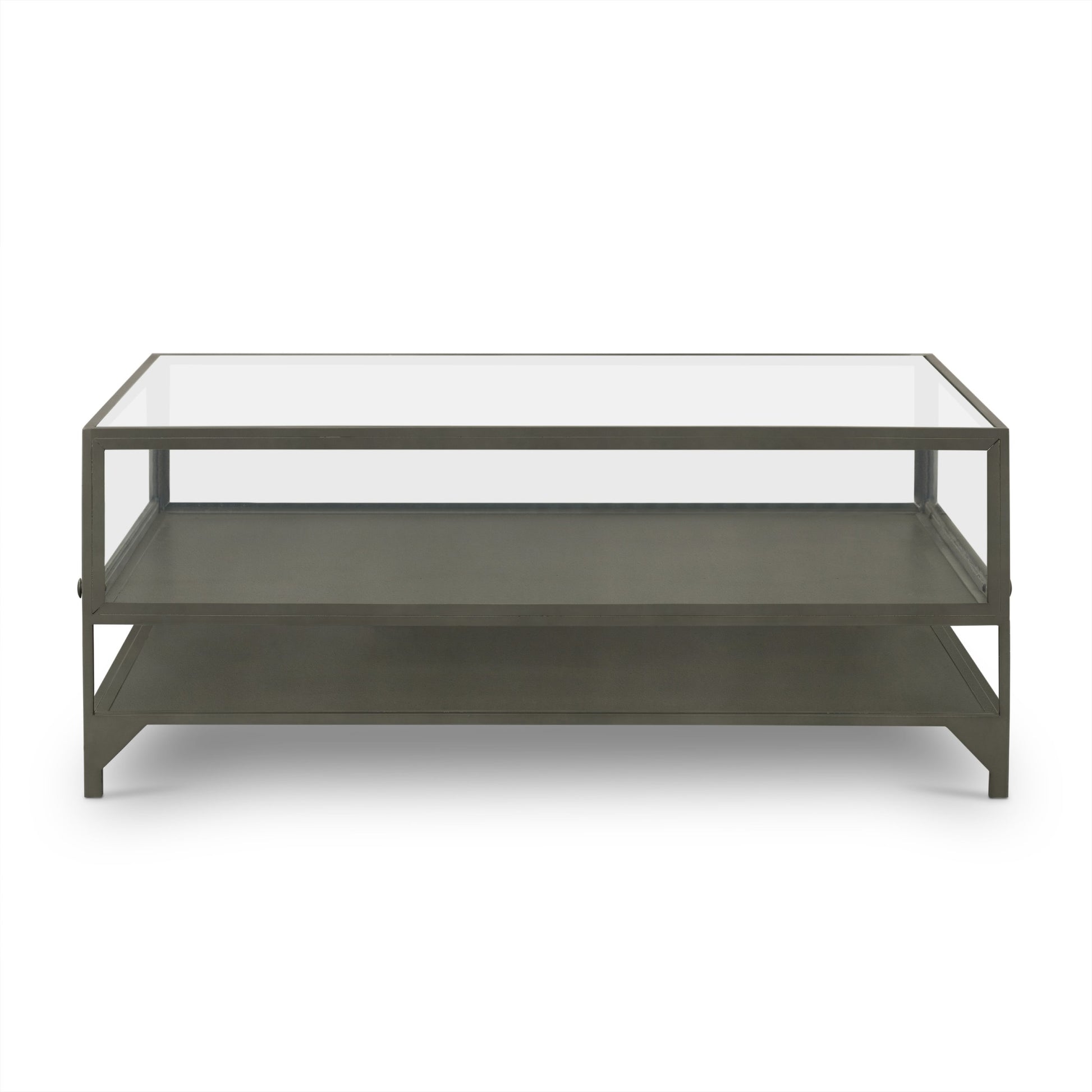Shadow Box Coffee Table by Four Hands in black. Made from tempered glass, iron in a modern style.