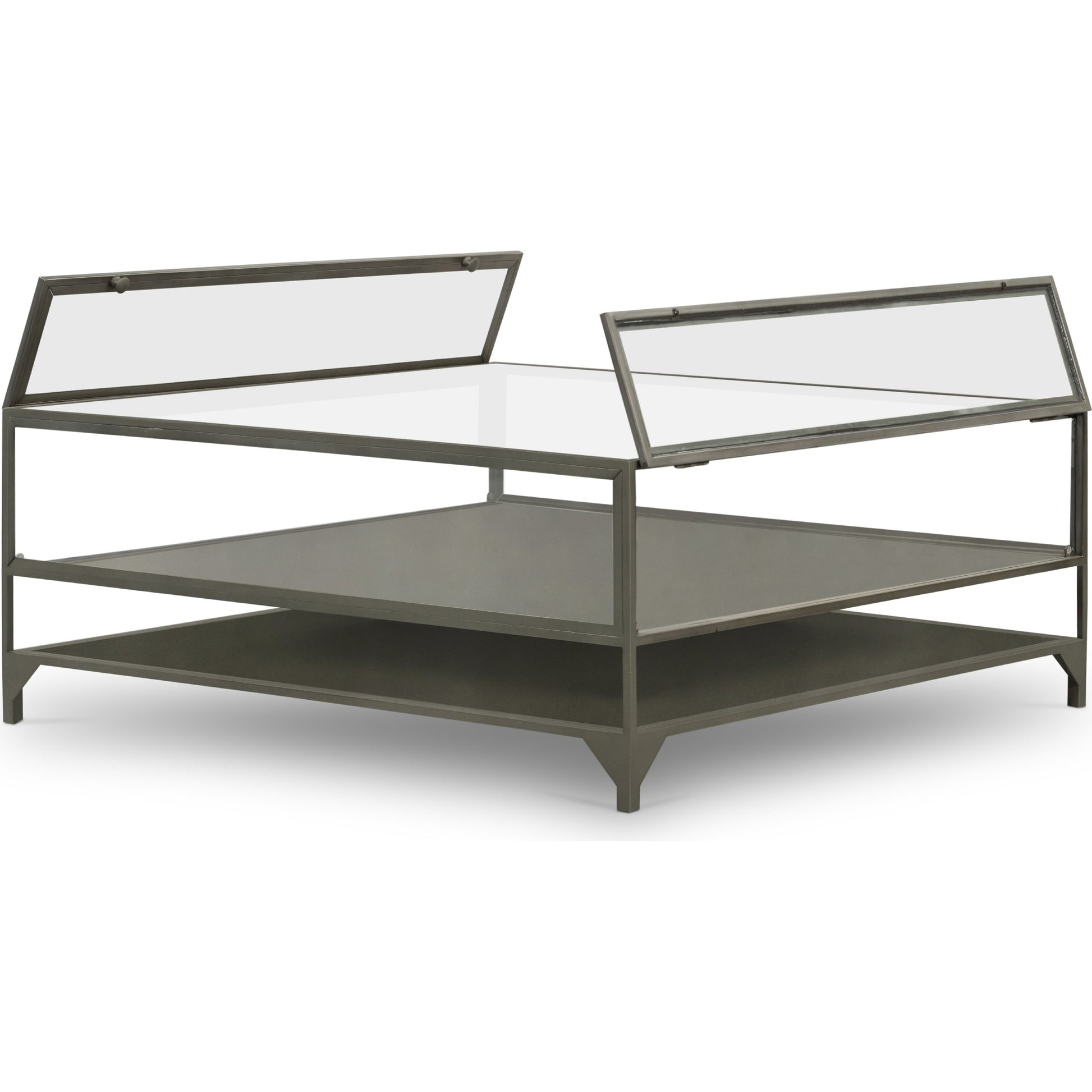 Shadow Box Coffee Table by Four Hands in black. Made from tempered glass, iron in a modern style.