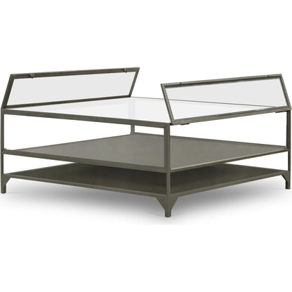 Shadow Box Coffee Table by Four Hands in black. Made from tempered glass, iron in a modern style.
