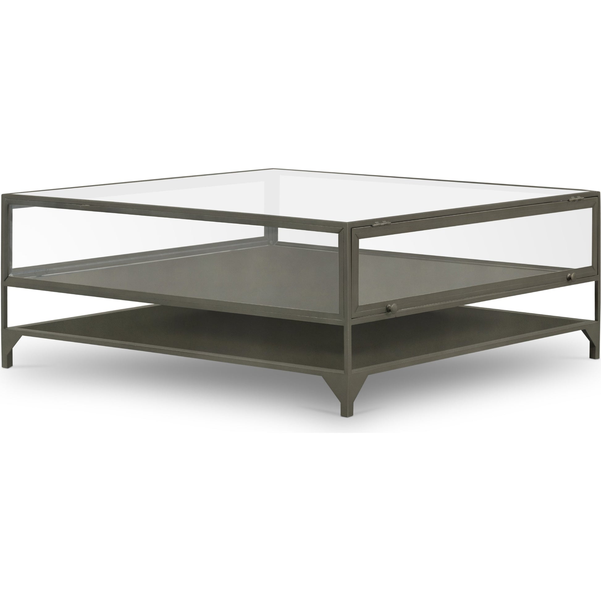 Shadow Box Coffee Table by Four Hands in black. Made from tempered glass, iron in a modern style.